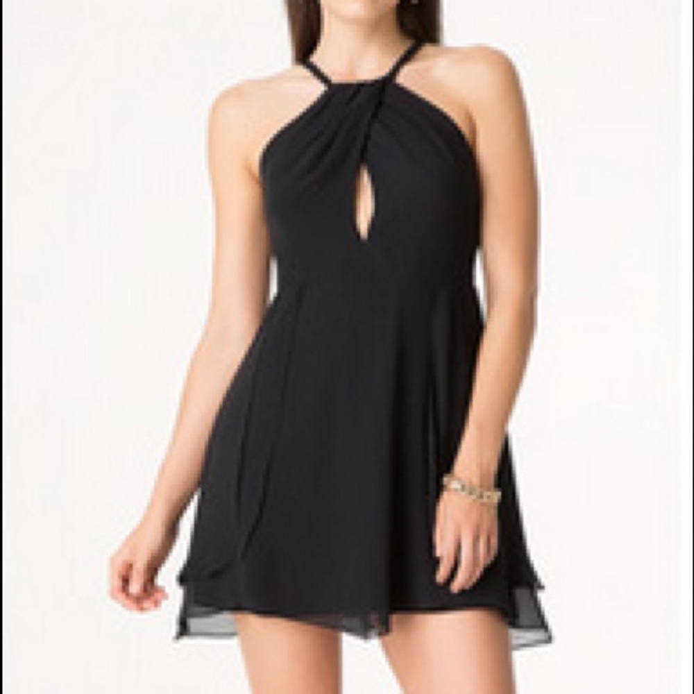 Bebe Tulip Keyhole Little Black Dress